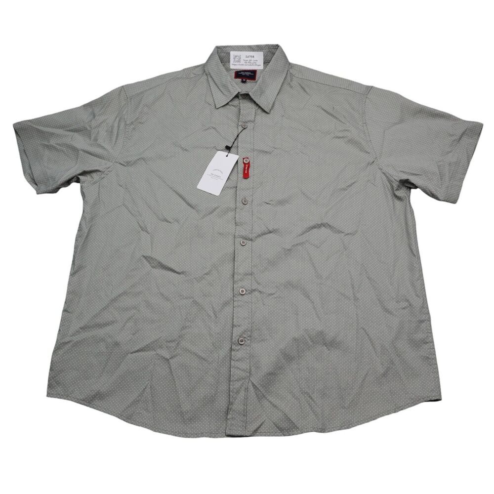 Six Lincoln Shirt Mens 2X LT Gray Poka Dot New York Short Sleeve NWT